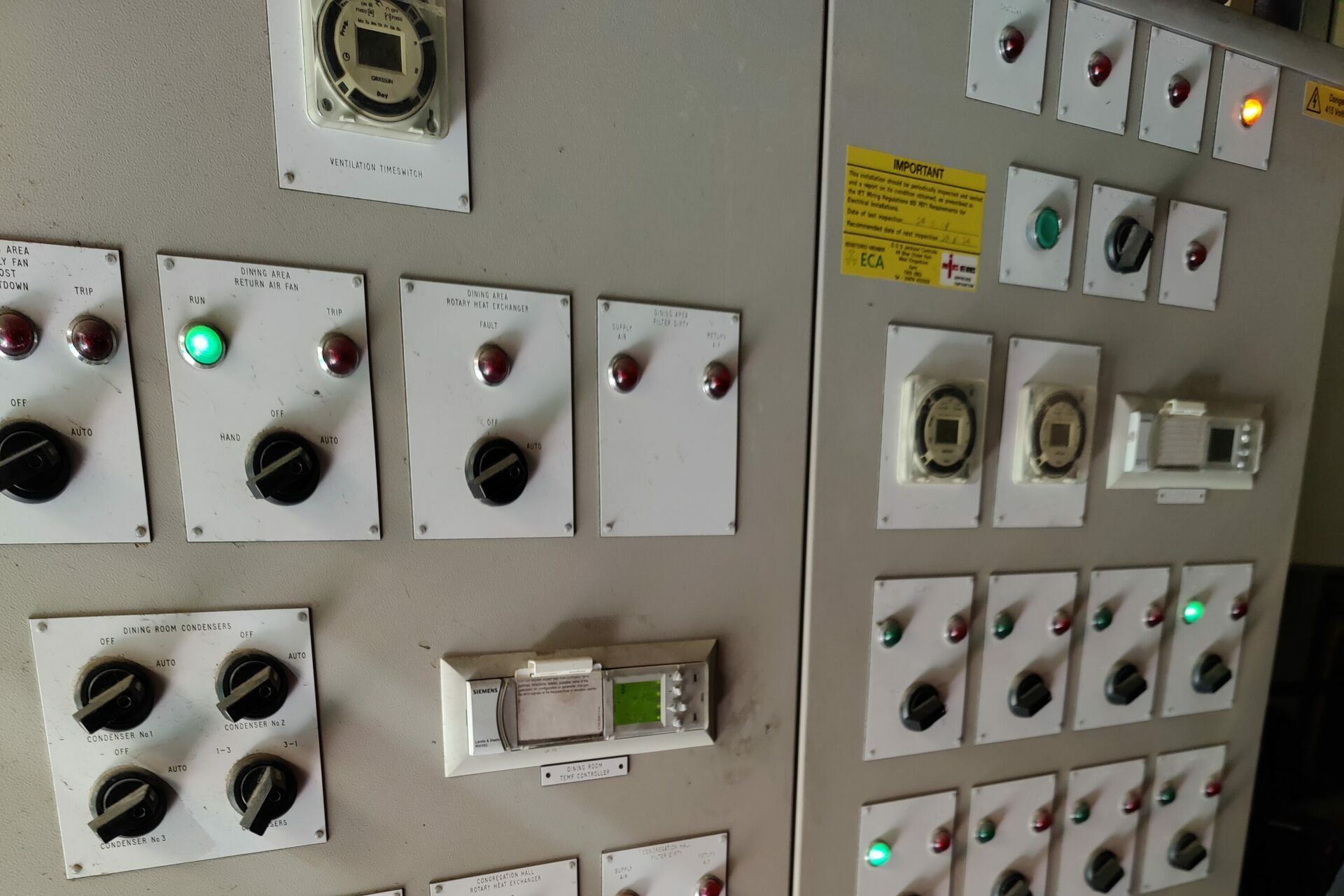 Wall with electrical controls